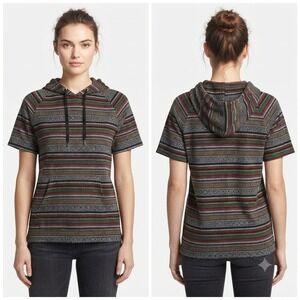 Beautiful Giant Shirt Womens MediumShort Sleeve Hoodie Color Stripe Baja Boho